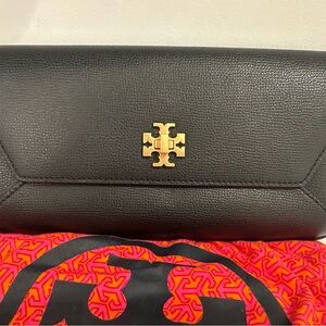 Tory Burch Black Clutch with Gold Logo